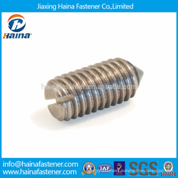 Stainless steel slotted set screw with cone point